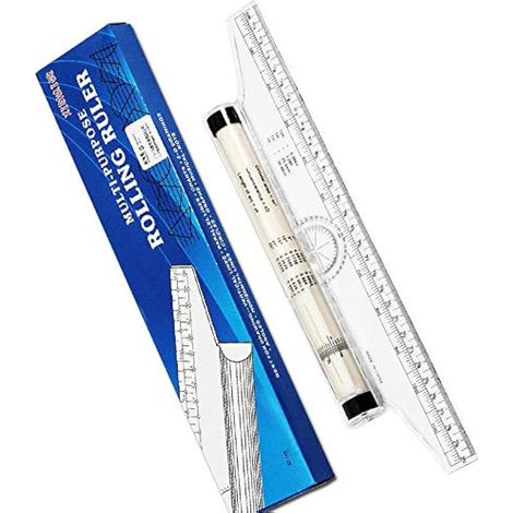 Règle parallèle multifonctionnelle de 30 cm avec balance, type : outil de dessin, équerre, angle, parallèle, rouleau intégré, lot de 2 (1/5)
