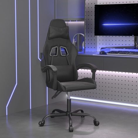 vidaXL Chaise de jeu pivotante Noir Similicuir (1/5)