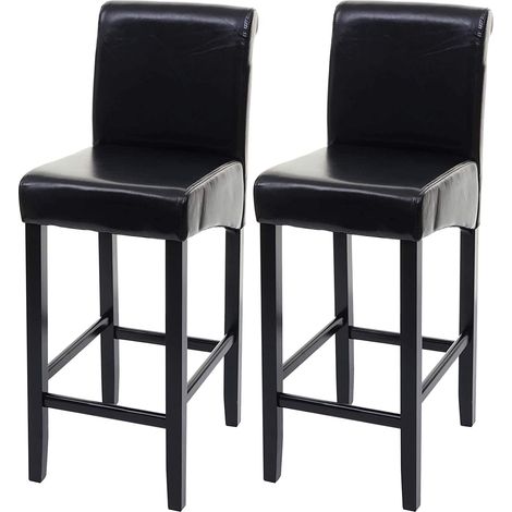 Lot de 2 tabourets de bar avec repose pieds en bois synthétique noir TDB04001 (1/5)
