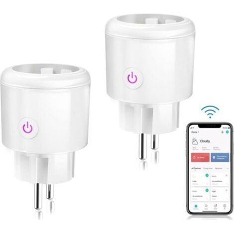 Prise Connectée, 16A WiFi Intelligente Compact, Compatible avec Alexa, Google Home, Mesure de Consommation Électrique, APP Contrôle, Contrôle Vocal, Horaires et Minuterie, 2PCs (1/5)