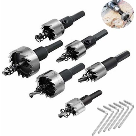 Punta da trapano, set di 6 punte da trapano svasate in carburo HSS da 16-32 mm per trapano, sega, taglio, apertura di fori per la lavorazione dei metalli