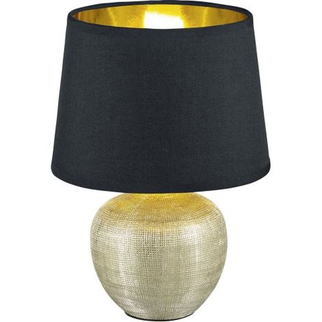 Lampe à Poser Moderne Céramique Dorée Noir Abat Jour Louxor Ø18 cm Trio Lighting (1/5)