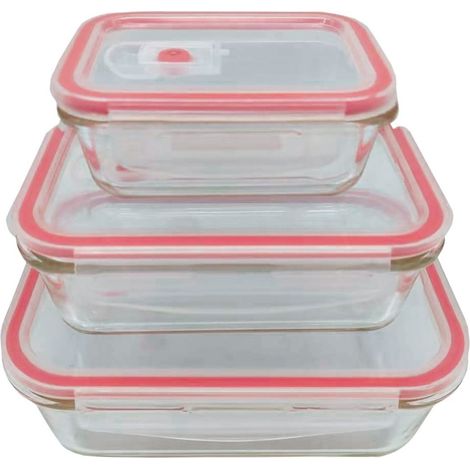 Lot de 3 récipients alimentaires hermétiques en verre de 0,33, 0,84 et 1,85 L
