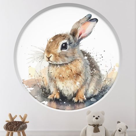 Stickers Trompe l'oeil Arche ronde Enfants - Lapin - Diamètre 50 cm (1/4)