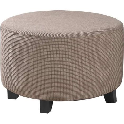 Housse de pouf en jacquard extensible (gris, petit), housse de repose-pieds, housse de protection de meubles, housse de tabouret avec fond élastique antidérapant (1/5)