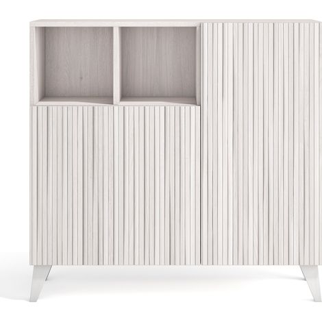 Herdasa, Zapatero en Melamina, modelo Moss, 87x90x27cm, blanco antic - frente efecto vallado blanco (1/5)