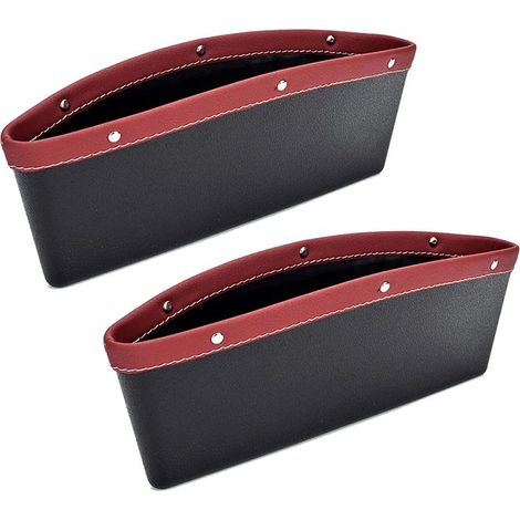 (Lot de 2 rouges) Organisateur d'espace pour siège auto, rangement pour console centrale, poche de rangement, accessoire universel pour l'intérieur de voiture (femme) (1/5)
