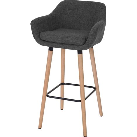 Tabouret de bar Malmö T381, chaise de bar tabouret de comptoir Textile, gris foncé (1/6)