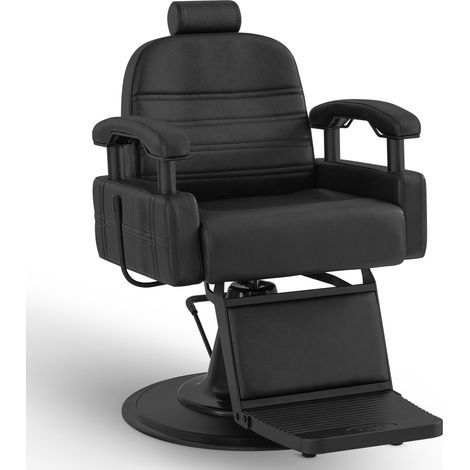 BarberPub Friseurstuhl mit Kopfstütze Kippbar, Friseureinrichtung mit Hydraulikpumpe 360° Drehbar, Bedienungsstuhl Höhenverstellbar, Barber Stuhl Friseurstühle Kunstleder, 3841 (Schwarz) (1/5)