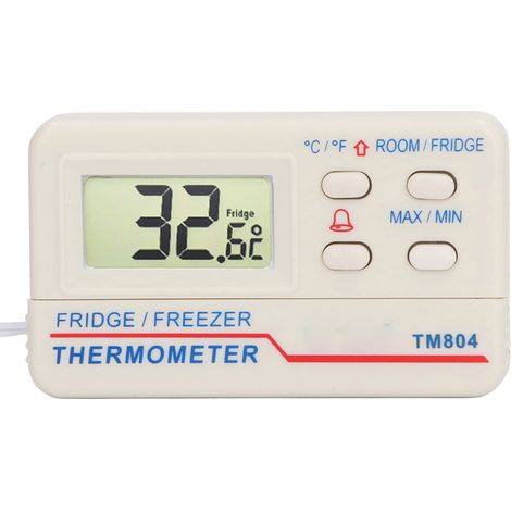 Thermomètre numérique pour réfrigérateur-congélateur avec alarme, dos magnétique, dimensions internes : -10 °C à 50 °C, dimensions externes : -50 °C à 70 °C. (1/5)