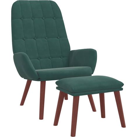 Relaxsessel mit Hocker Dunkelgrün Samt vidaXL (1/5)