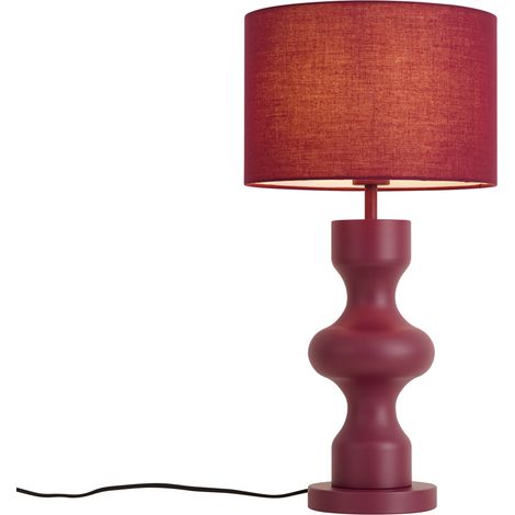QAZQA Lampada da tavolo retrò color prugna con paralume in
