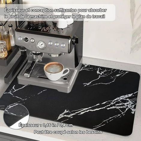 Tapis Sechage Vaisselle,50 x 40 cm Tapis Egouttoir Vaisselle,Tapis Machine a Café Antidérapant,Marbre Noir 50 x 40 cm (1/5)
