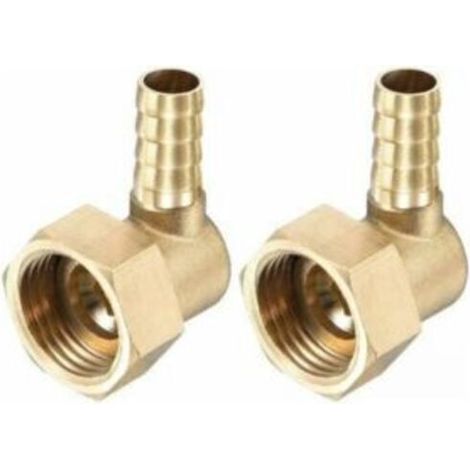 Raccord coudé en laiton à embout cannelé, filetage intérieur 10 mm x G1/2 avec écrou pivotant, convient pour l'eau, le carburant et l'air - lot de 2 (1/5)