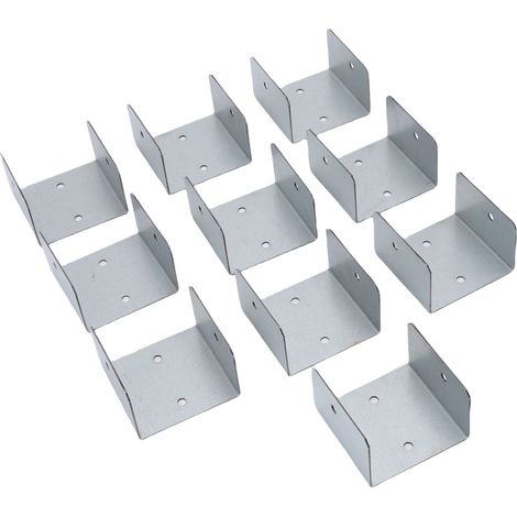 Lot de 10 fixations pour poteaux en bois, en forme de U, en acier galvanisé, antivol et antivibrations, pour poteaux en béton et en bois de 35 mm / 1,38 po (1/5)
