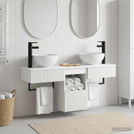vidaXL Bathroom Furniture Set 3 pcs High Gloss White Engineered Wood (1/5)