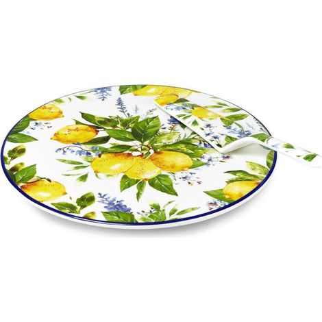 Fade Piatto Torta Soraya 30 Cm in Porcellana con Paletta – Set Elegante per Servire Dolci (1/2)