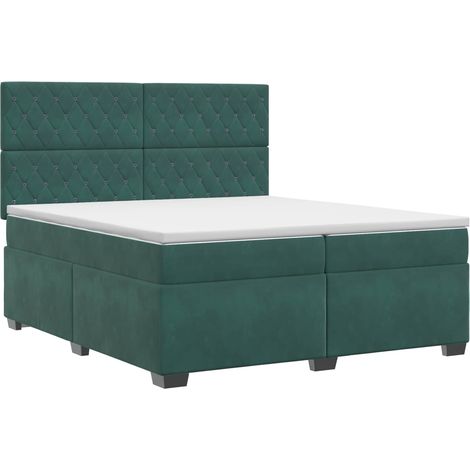 Maison Exclusive - Letto box spring con materasso Verde Scuro 200 x 200 cm Velluto (1/5)