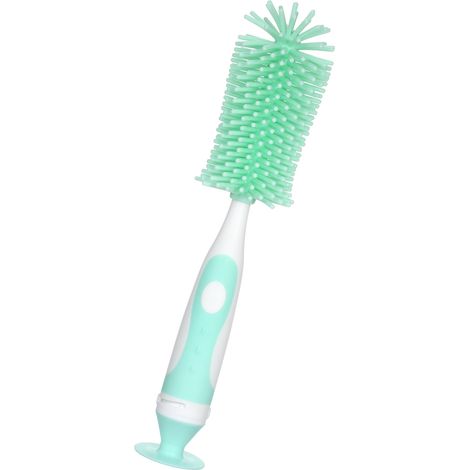 Brosse à biberon en silicone à long manche, nettoyant pour biberons bébé à 360 degrés avec poils doux et base à ventouse, petite brosse détachable pour biberons de lait infantile (1/5)