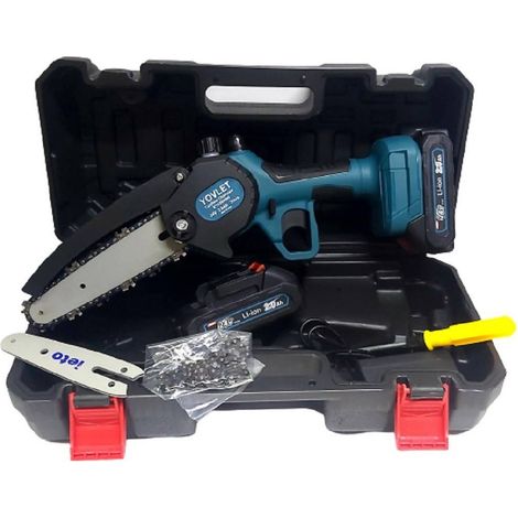TrAdE Shop Traesio - Motosega 24v 2 Lame 4-6" Serbatoio Olio Tagliarami Elettrosega 2 Batterie Elettrica - (1/5)