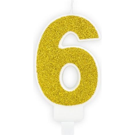 Candela di compleanno, numero 6, oro