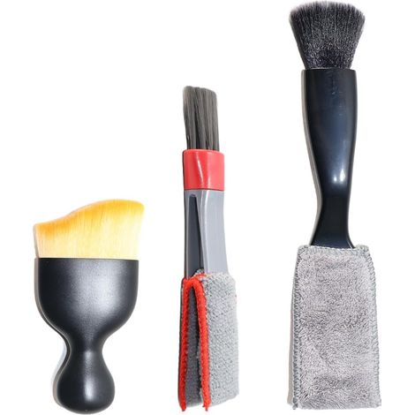 Lot de 3 brosses de Nettoyage de Voiture Souples pour intérieur de Voiture, 2 en 1, pour Grille d'aération, Tableau de Bord (1/5)