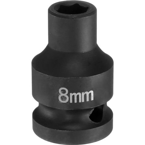 Douille à Choc 6 Points 8mm Douille Métrique 1/2" Entraînement Carré 1.5" (38mm) Long Douilles Hexagonales pour Écrous d'Axe de Broche en Acier Cr-Mo Phosphaté, Noir (1/5)