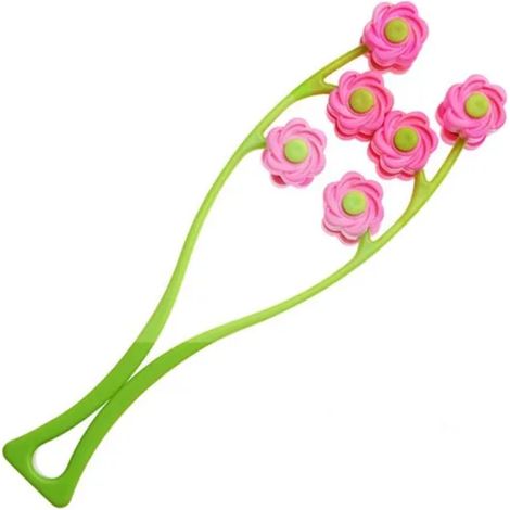 Rouleau de massage facial, masseur visage manuel ergonomique couleur rose (1/4)