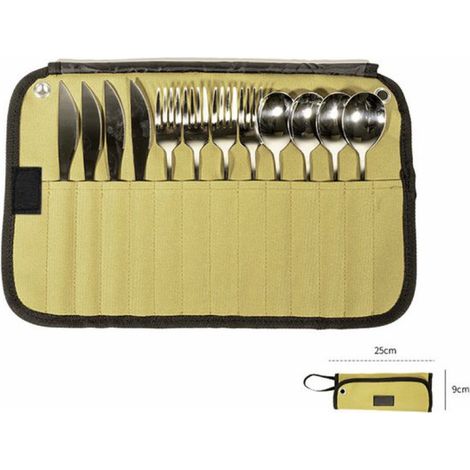 Sac à couverts portable pour le camping et les pique-niques – Organisateur de couverts de voyage – Sac de rangement pour couteau, cuillère et fourchette – Couverts non inclus (1/5)
