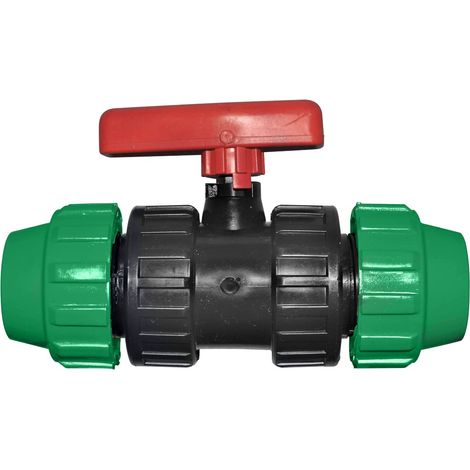 Jardibric – Vanne PVC pression Ø20 – Système de compression facile – Étanchéité fiable – Régulation précise du débit d'eau