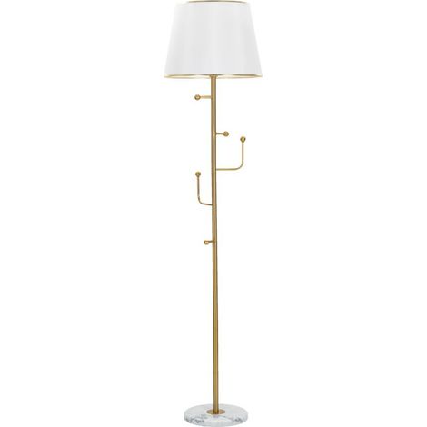 Lampada da terra Glam con appendiabiti in metallo oro e tessuto Ø41x173 cm