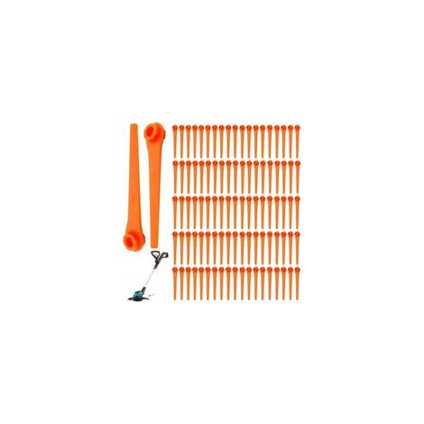 Packung mit 100 Ersatzklingen aus Kunststoff für Gardena Rasentrimmer 9823, 9825, 9820 und 9821, 70-mm-Klingen, Rasentrimmer-Zubehör (1/5)