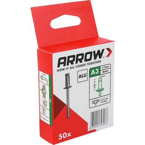 Arrow Blindniete Typ RA Ø 3 x 6 mm Aluminium 50 Stück (1/3)