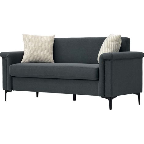 Canapé FX-P22EU-DG SOFA 557-32 Nordic 2-seater Tissu lin Plywood Bois massif GRIS FONCÉ 172×72×82 cm ZIPSOFA (1/5)