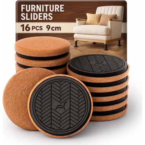 Patin Glisseur pour Meuble Lourd,Marron Rond 16 Pièces - 9cm (1/5)