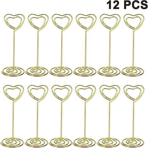 12 herzförmige Kartenhalter, Fotohalter, herzförmige Kartenhalter, Tischkartenhalter für Hochzeiten, Notizhalter, Platzkartenhalter, Tischnummernhalter (1/5)