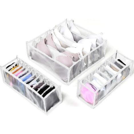 Set mit 3 Aufbewahrungsboxen mit Schubladen, Kleiderschrank-Organizer, für Unterwäsche, BHs, Socken, Slips (1/5)