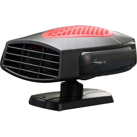 24v Chauffage de Voiture Allume Cigare 150w Portable Ventilateur électrique Souffleur d'air Chaud pour Voitures avec Prise Allume-Cigare avec désembuage Rotatif à 360 degrés (Noir + Rouge) (1/4)