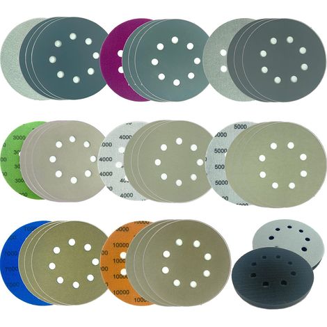32ps 5"8 Trous Disque De Ponçage Crochet Et Boucle 1500/2000/2500/3000/4000/5000/7000/10000 Papier Abrasif Sec Humide Tampon Pour Outils Rotatifs De Forage (1/5)