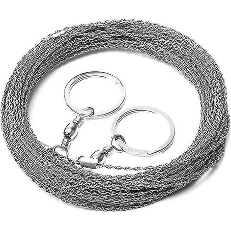 Scie à corde portable en acier inoxydable, chaîne de coupe manuelle, outils de camping, de randonnée et de travail du bois (3 mètres) (1/5)