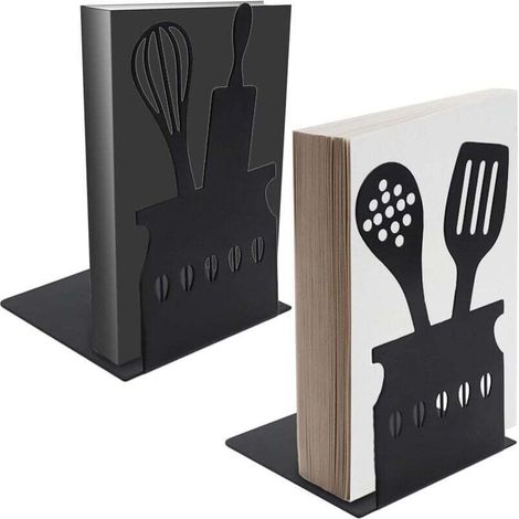 Set mit 2 hohlen, L-förmigen Buchstützen – 15 x 10 x 10 cm – Metall – Kreatives Design – Für Küche, Büro, Schule (1/4)