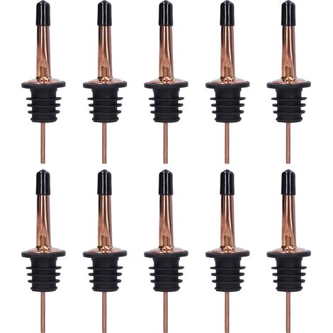 10 Pièces Verseur à Vin Inox, Bouchon Verseur pour Bar et Maison, Outil de Bar Professionnel (Doré Rose, Bouchon Court Noir) (1/5)