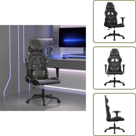 The Living Store Sedia da Gaming Nero e Mimetico in Similpelle - Sedia da gioco