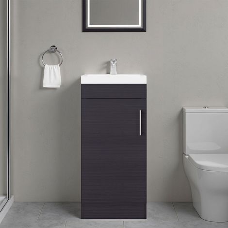 Armadio da bagno con lavabo Madrid, mobiletto con spazio di stoccaggio, dimensioni 83 cm L x 33 cm P x 40 cm H, colore nero (1/4)