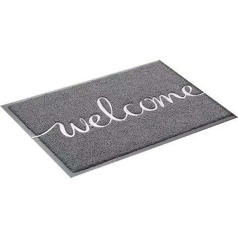 Welcome Fußmatte für draußen und drinnen, rutschfest, waschbar, für Haustür, Garten (40 x 60 cm, grau)