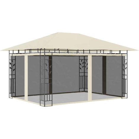 Belvédère avec moustiquaire 4x3x2,73 m Crème 180 g/m² (1/5)