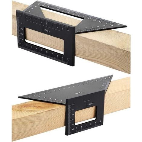 Jauge Carre Bois Double Disposition Selle 45 90 Degres Regle T Mesure Angle (1/4)