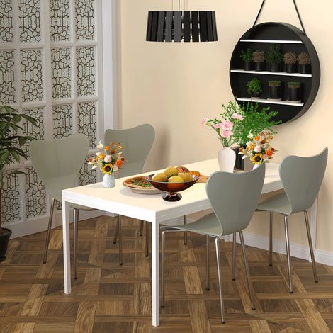 Lot de 4 Chaises de Jardin en Plastique 45.5x40x82.5cm Empilables, Résistantes aux Intempéries et Faciles à Nettoyer Pour Terrasse, Jardin, Cuisine (1/3)