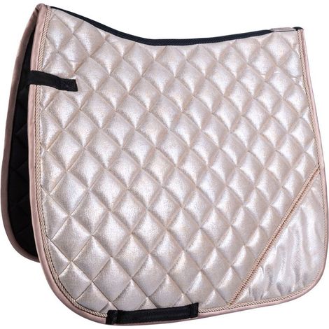 Sottosella rettangolare da salto o dressage tessuto glitter con strass e passamaneria modello Rosegold Glitter: Rettangolare, bianco vaniglia 1800