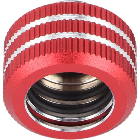 Raccords rigides pour tubes, filetage intérieur hexagonal G1/4" de 14 mm, avec joints toriques, pour système de refroidissement liquide d'ordinateur (rouge). (1/5)